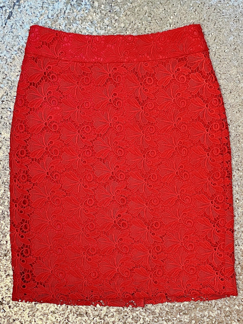 Orange Floral Lace Pencil Skirt - 2P Ann Taylor Petite